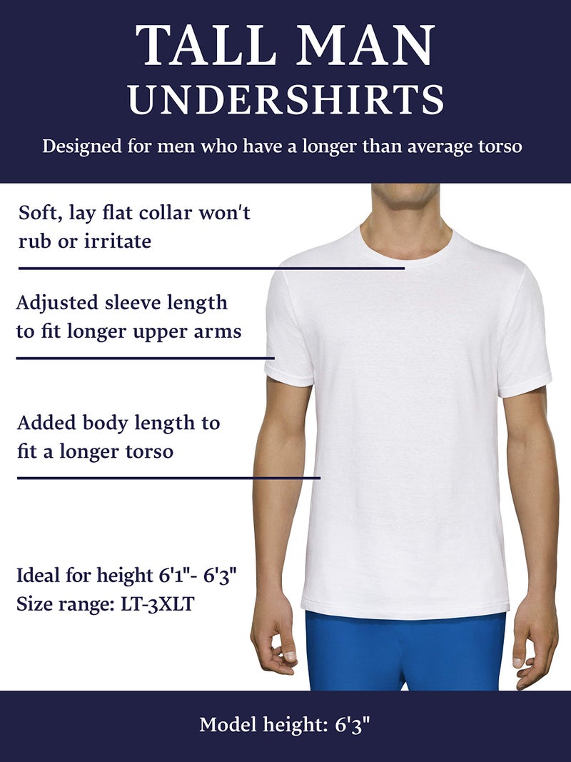 Fruit of the Loom Men's Tall 3 Pack Man White Crew, White, 3XT(XXX-Large Tall ) - Image 3
