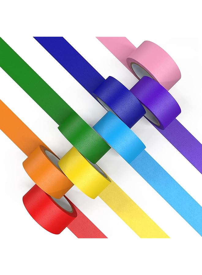 KASTWAVE Colored Masking Tape 8 Rolls Color Masking Tape Craft Tape Painter Tape Labeling Tape For Arts Crafts Diy Decorative Paper Tape For Kids 8 Color 2.5Cm * 104M - Image 1