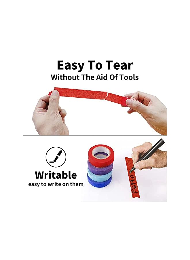 KASTWAVE Colored Masking Tape 8 Rolls Color Masking Tape Craft Tape Painter Tape Labeling Tape For Arts Crafts Diy Decorative Paper Tape For Kids 8 Color 2.5Cm * 104M - Image 3