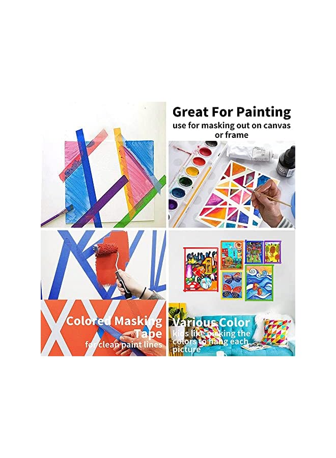 KASTWAVE Colored Masking Tape 8 Rolls Color Masking Tape Craft Tape Painter Tape Labeling Tape For Arts Crafts Diy Decorative Paper Tape For Kids 8 Color 2.5Cm * 104M - Image 4