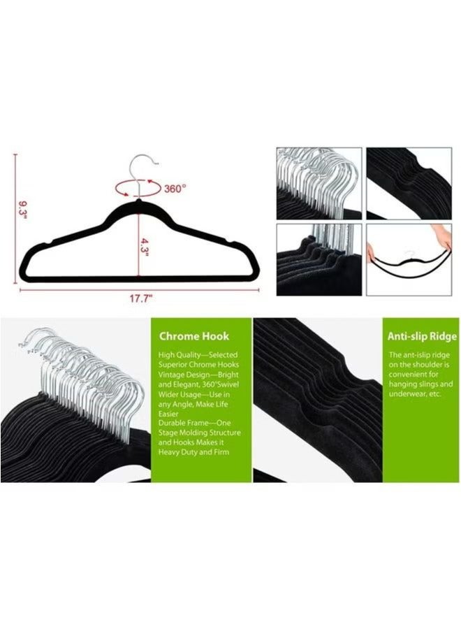 100 Pieces Of Non-slip Velvet Cloth Rack Set Black  - Image 4