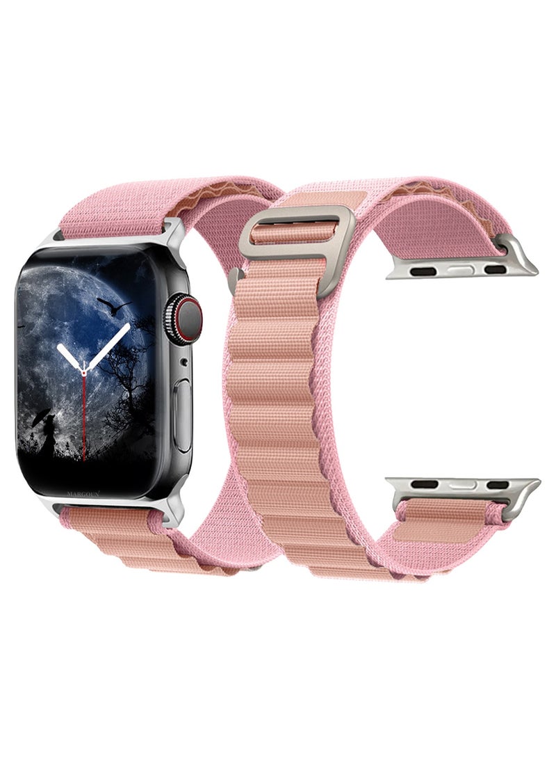 حزام بديل لساعات آبل 38mm 40mm 41mm (42mm سلسلة 10) - حزام ألباين للنساء والرجال - قابل للتعديل مع خطاف معدني G - وردي أبيض - Image 3