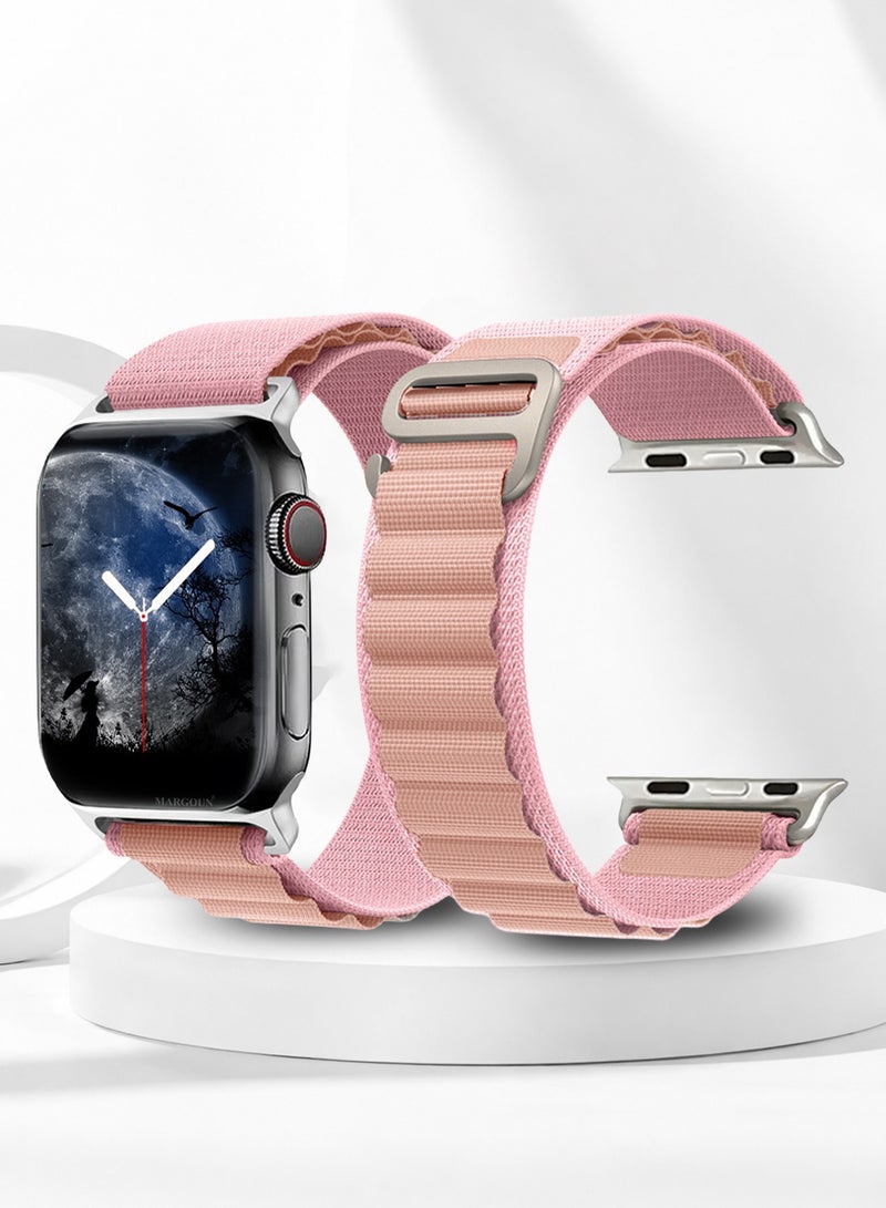 حزام بديل لساعات آبل 38mm 40mm 41mm (42mm سلسلة 10) - حزام ألباين للنساء والرجال - قابل للتعديل مع خطاف معدني G - وردي أبيض - Image 1