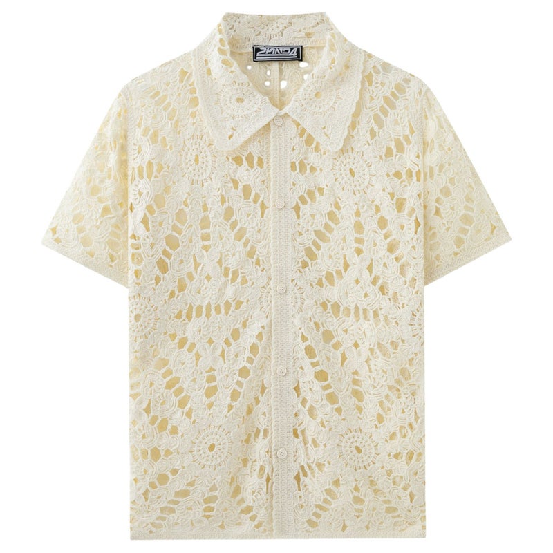 Men's Summer Hollow Knit Polo Shirt - Image 2