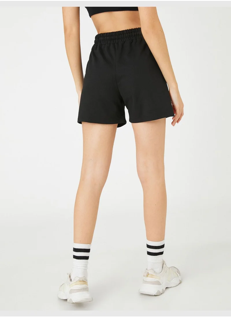 KOTON Relax Fit Drawstring Minimal Printed Sport Shorts