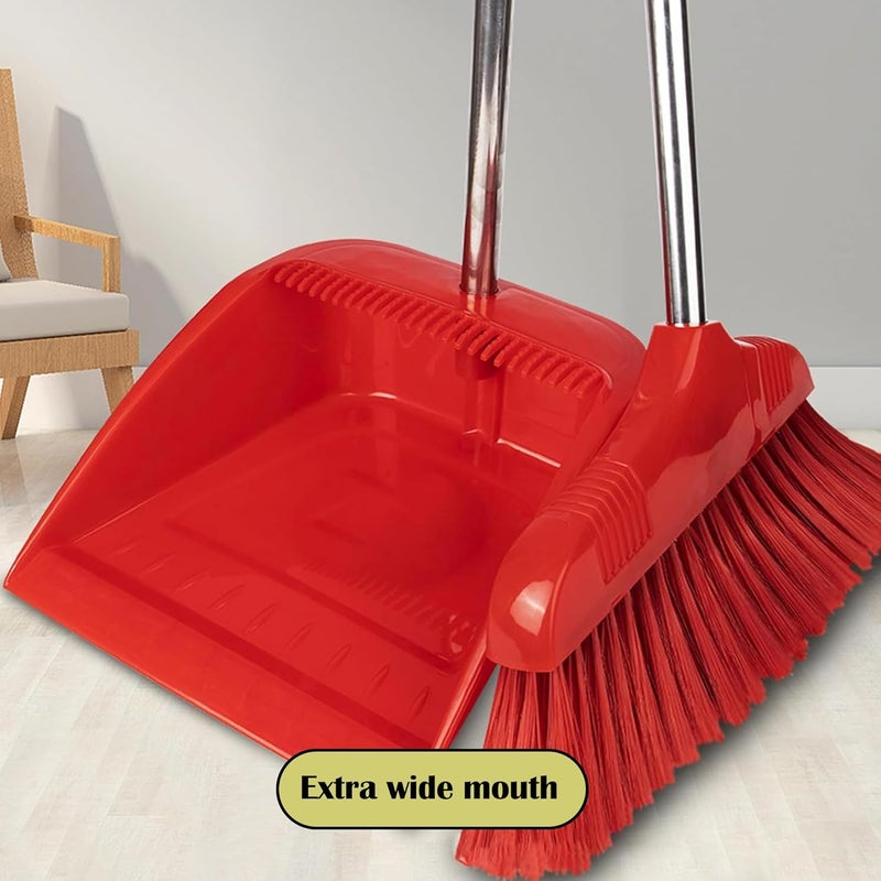sulfar Long Handle Broom and Dustpan Set, Standing Upright Design, Lightweight & Durable, Ideal for Home, Kitchen & Office Floor Cleaning – Pack of 1 - Image 2