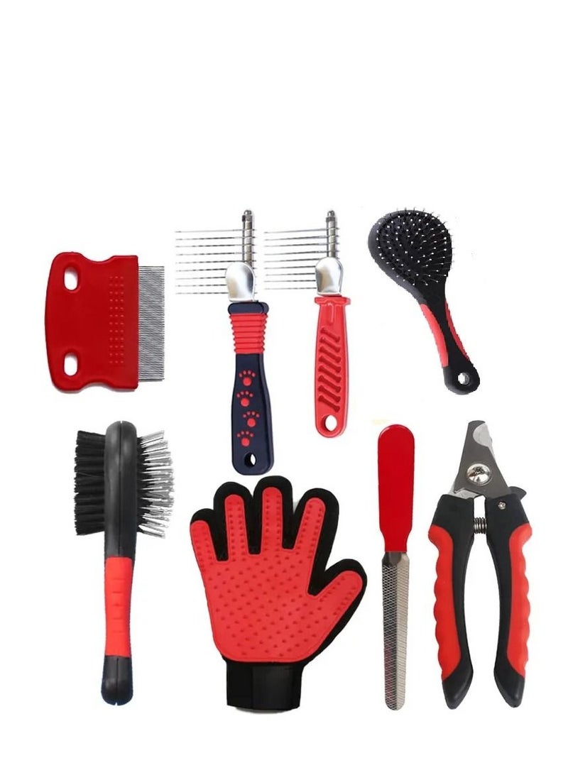 Altheqa 8 in 1 Pet Grooming Kit Pets Combs and Nail Scissors Pet Cleaning Grooming Products for Dogs Cats