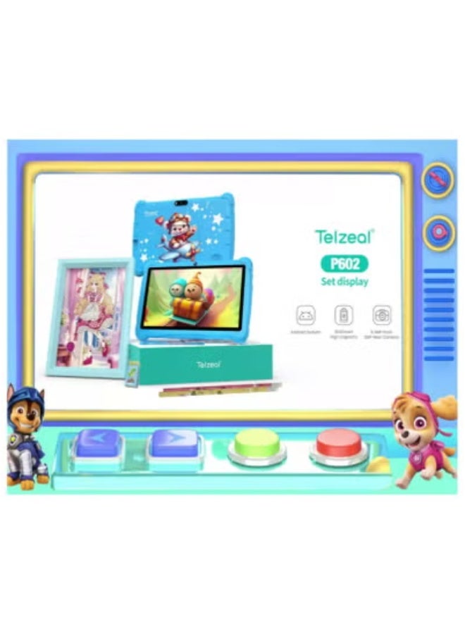 Telzeal P602 جهاز لوحي أندرويد HD مقاس 7 بوصات – 4 جيجابايت ذاكرة عشوائية + 128 جيجابايت تخزين، كاميرتان مزدوجتان، واي فاي، بطارية 3000 مللي أمبير، تصميم خفيف الوزن، يشمل قلم مجاني، واقي شاشة وحافظة واقية، أخضر – مثالي للأطفال والاستخدام العادي - Image 3