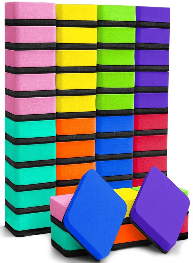 EAONE 48 Pack Dry Erase Eraser, Magnetic Whiteboard Cleaner Mini Chalkboard Cleansers for Classroom, School, Office, Home (8 Colors Assorted, 1.97 x 1.97 Inch) - Image 1