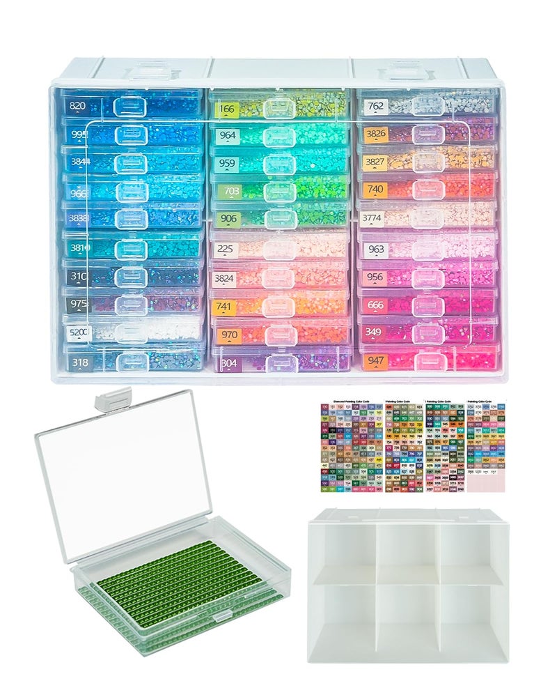 YBUTVY Diamond Art Trays with Lids 30PCS Diamond Painting Trays with Lids Diamond Painting Storage Diamond Painting Accessories for Diamond Art Beads 1 Pack