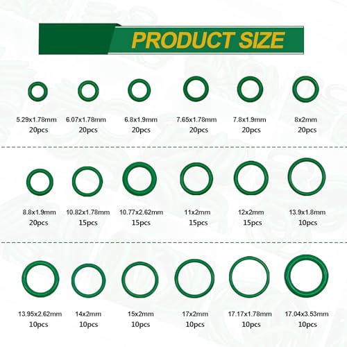 NOTISH Car AC Repair Kit 270PCS ORing Set 102PCS Car Air Conditioner Valve Core Kit with Double Head Install Tool AC R12 R134a Refrigeration Tire Valve Stem Cores ORing Seals Kit - Image 3