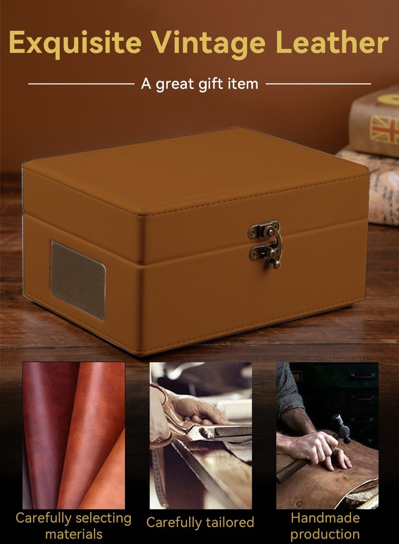 ليوكور جهاز تشغيل الأقراص المدمجة بتصميم رجعي بتقنية البلوتوث 5.0، جهاز تشغيل صوت محمول مكتبي، يتضمن حقيبة جلدية أنيقة وعملية، مشغل موسيقى للترفيه وزينة المنزل (بني) - Image 4