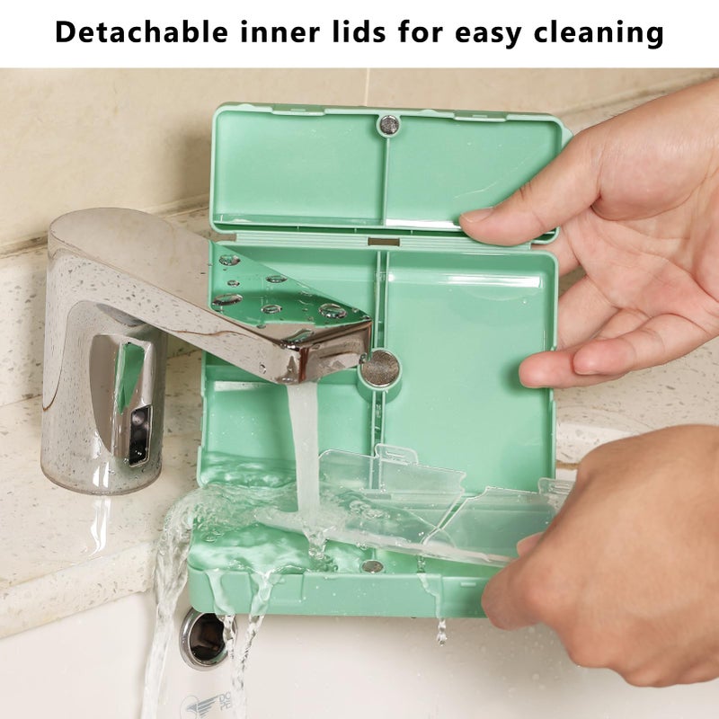 FYY Daily Pill Organizer,7 Compartments Portable Pill Case Travel Pill Organizer,[Folding Design] Pill Box for Purse Pocket to Hold Vitamins,Cod Liver Oil,Supplements and Medication-DarkGreen - Image 5