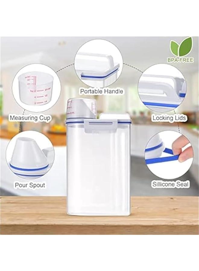 BWSJ Rice Container Food Storage Container with Lids Airtight Measuring Cup, Plastic Storage Containers, Cereal Grain Dispenser for Suger Grain Flour Nuts Organization 4 pieces, 2L - Image 2