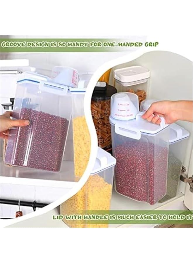 BWSJ Rice Container Food Storage Container with Lids Airtight Measuring Cup, Plastic Storage Containers, Cereal Grain Dispenser for Suger Grain Flour Nuts Organization 4 pieces, 2L - Image 5