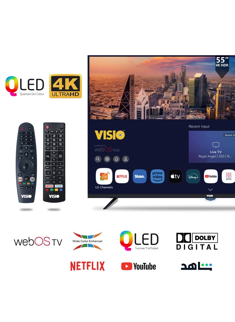 فيسيو تلفزيون فيسيو مقاس 55 بوصة 4K QLED بنظام WebOS | تصميم بدون إطار | ألوان نابضة بالحياة | حامل حائط مجاني | صوت Dolby Digital | ا 55VHSwebOS  - Image 1