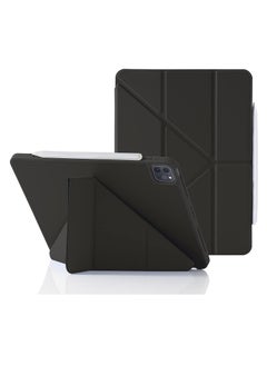 Case for iPad Pro 11 Air5-10.9 Inch 2021/2020/2018 with Pencil Holder, 5-in-1 Multiple Viewing Angles, Smooth Silicone Cover and Soft TPU Back, Auto Sleep/Wake & Pencil 2 Charging Smart Folio (Black)