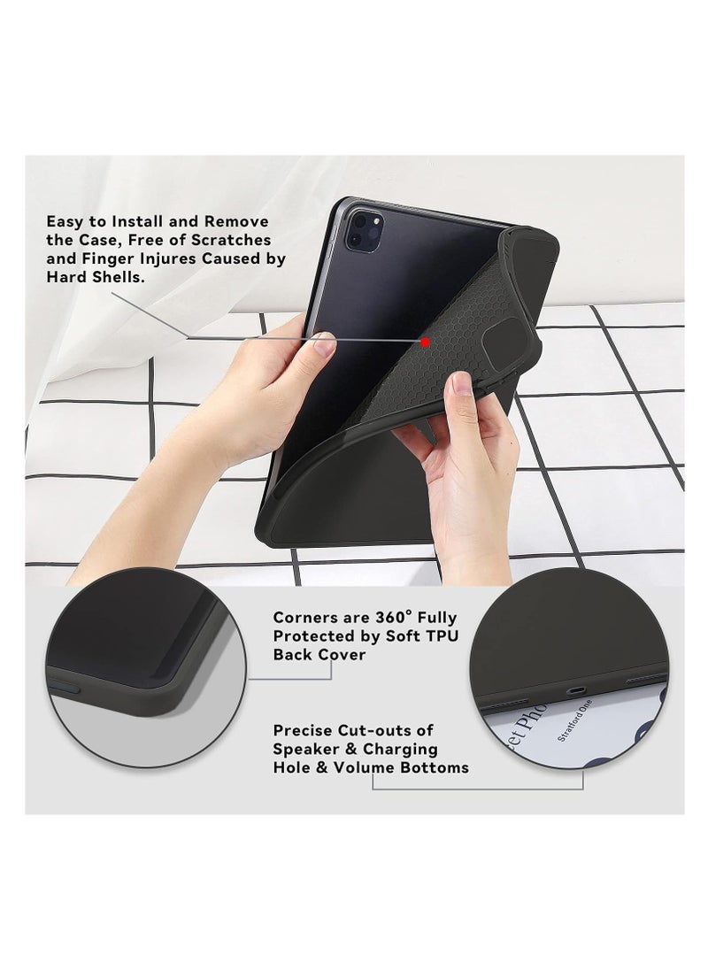 Generic Case for iPad Pro 11 Air5-10.9 Inch 2021/2020/2018 with Pencil Holder, 5-in-1 Multiple Viewing Angles, Smooth Silicone Cover and Soft TPU Back, Auto Sleep/Wake & Pencil 2 Charging Smart Folio (Black)  - Image 3