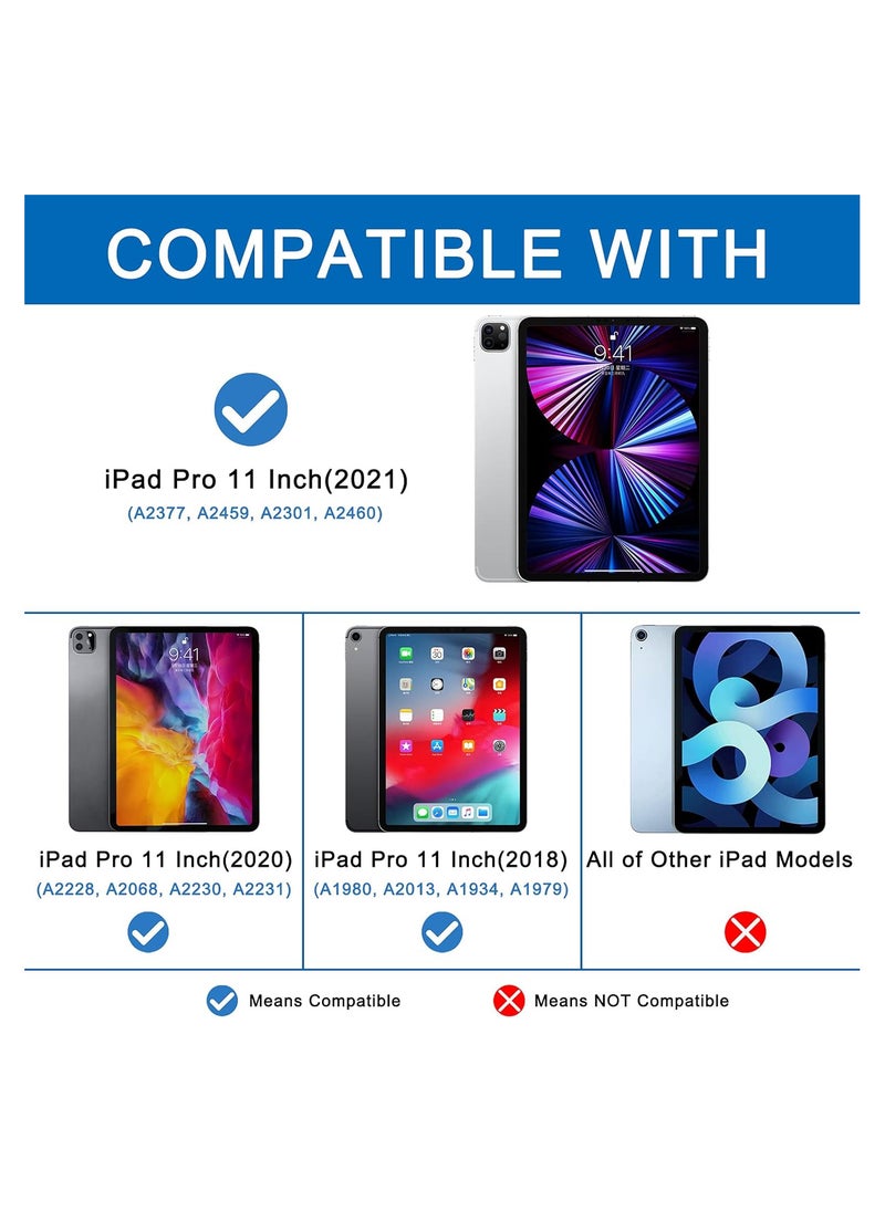 Generic Case for iPad Pro 11 Air5-10.9 Inch 2021/2020/2018 with Pencil Holder, 5-in-1 Multiple Viewing Angles, Smooth Silicone Cover and Soft TPU Back, Auto Sleep/Wake & Pencil 2 Charging Smart Folio (Black)  - Image 5