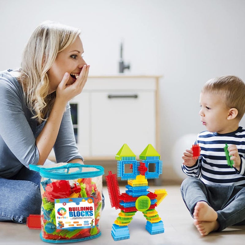 teytoy My First Baby Building Toys, 150pcs Bristle Shape 3D Building Blocks Toy Set for Kids Ages 3-8 Years Old, STEM Educational Preschool Toys - Image 3