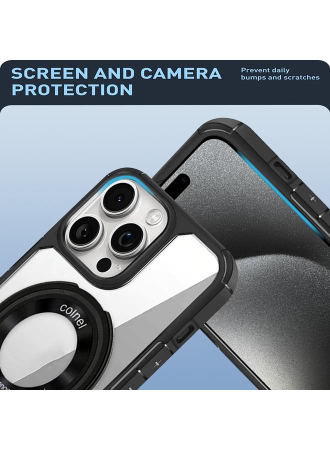 اس-توب جراب هاتف iPhone 15 Pro MagSafe Acrylic Hybrid TPU مع حامل - Image 3