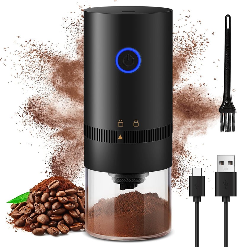 ANYOUI , Coffee Grinder, Portable Electric Burr Coffee Grinder, , Compact Automatic Conical Burr Grinder Coffee Bean Grinder, Adjustable Grind Setting, USB Rechargeable - Image 1