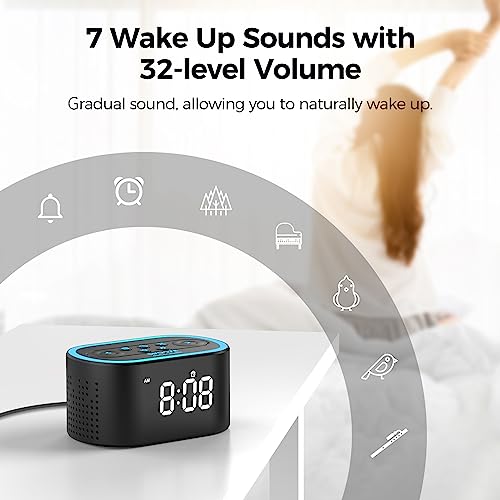 Reacher Digital Alarm Clock & White Noise Sound Machine, 21 Soothing Sounds, 7 Wake Up Sounds, 8 Night Lights, 32-Level Volume, 9 Sleep Timer, Memory Function for Adult, Kid, Bedside, Bedroom - Image 3