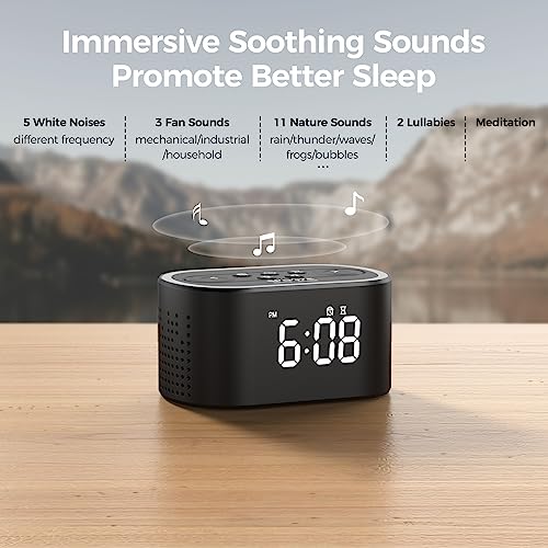 Reacher Digital Alarm Clock & White Noise Sound Machine, 21 Soothing Sounds, 7 Wake Up Sounds, 8 Night Lights, 32-Level Volume, 9 Sleep Timer, Memory Function for Adult, Kid, Bedside, Bedroom - Image 4
