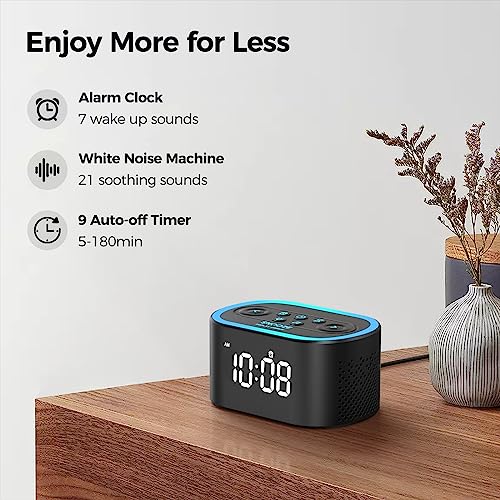 Reacher Digital Alarm Clock & White Noise Sound Machine, 21 Soothing Sounds, 7 Wake Up Sounds, 8 Night Lights, 32-Level Volume, 9 Sleep Timer, Memory Function for Adult, Kid, Bedside, Bedroom - Image 2
