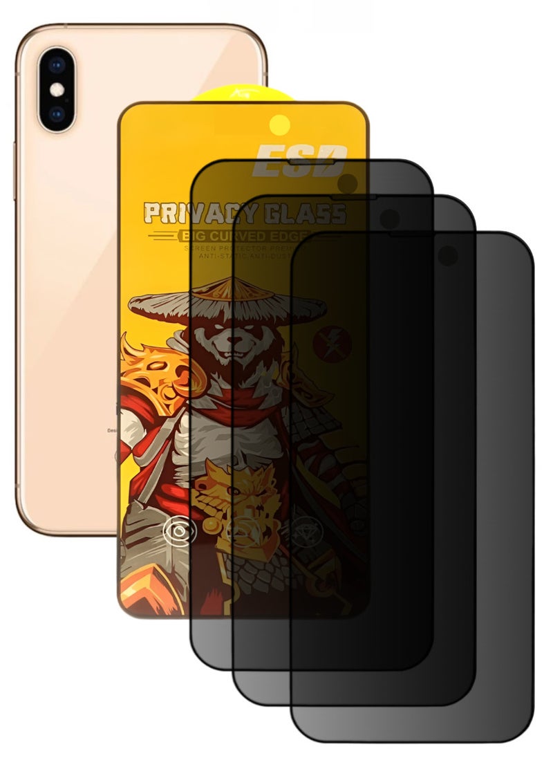 ESD 3 Pieces Tempered Dustproof Privacy Glass Screen Protector Compatible For iPhone XS Max - Image 1