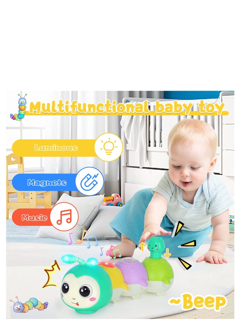 Excefore Baby Toys 6+ Months, Electric Rocking Caterpillar, Crab Toy With Music Light and Magnetic Suction Function, Interactive Walking Sensory Toys for Toddlers 6+ Months Boys Girls - Image 2