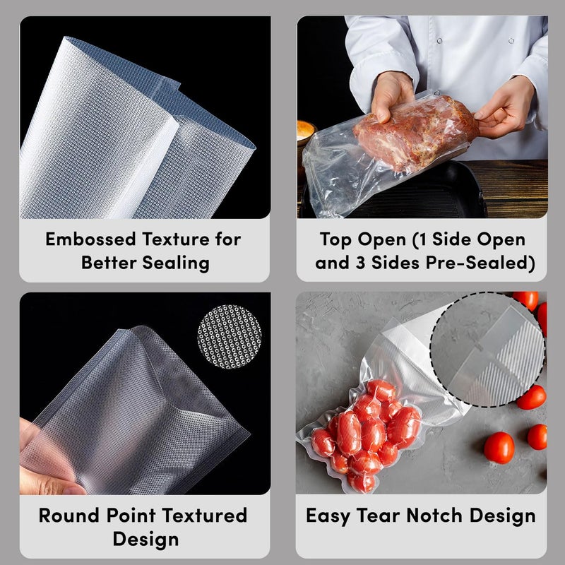 SKY FLEXI PACK Vacuum Pouch 15cm x 20cm Pack of 100 Dotted Embossed BPA Free Microwaveable Transparent Food Storage Vacuum Bags with 90 Micron Thickness Capacity Approx 300350gm - Image 3