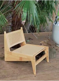 fashionhome 1-Piece Multifunction Modern Household Wide Seat Ergonomic Upholstered Rattan Comfortable Support Backrest Low Height Accent Chair for Living Room Garden Balcony Yard Patio 58.5x70x61 cm  - Image 2