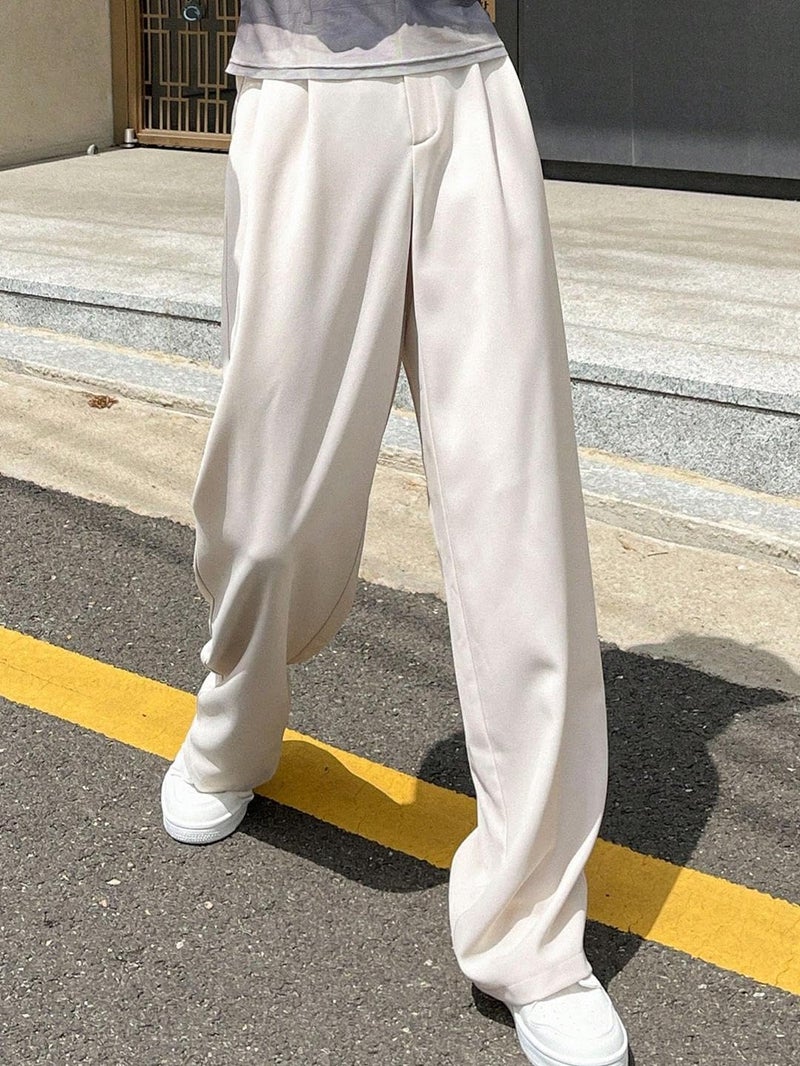 KOTTY Women's High Rise Viscose Rayon Straight Fit Korean Trouser(White,32) - Image 2