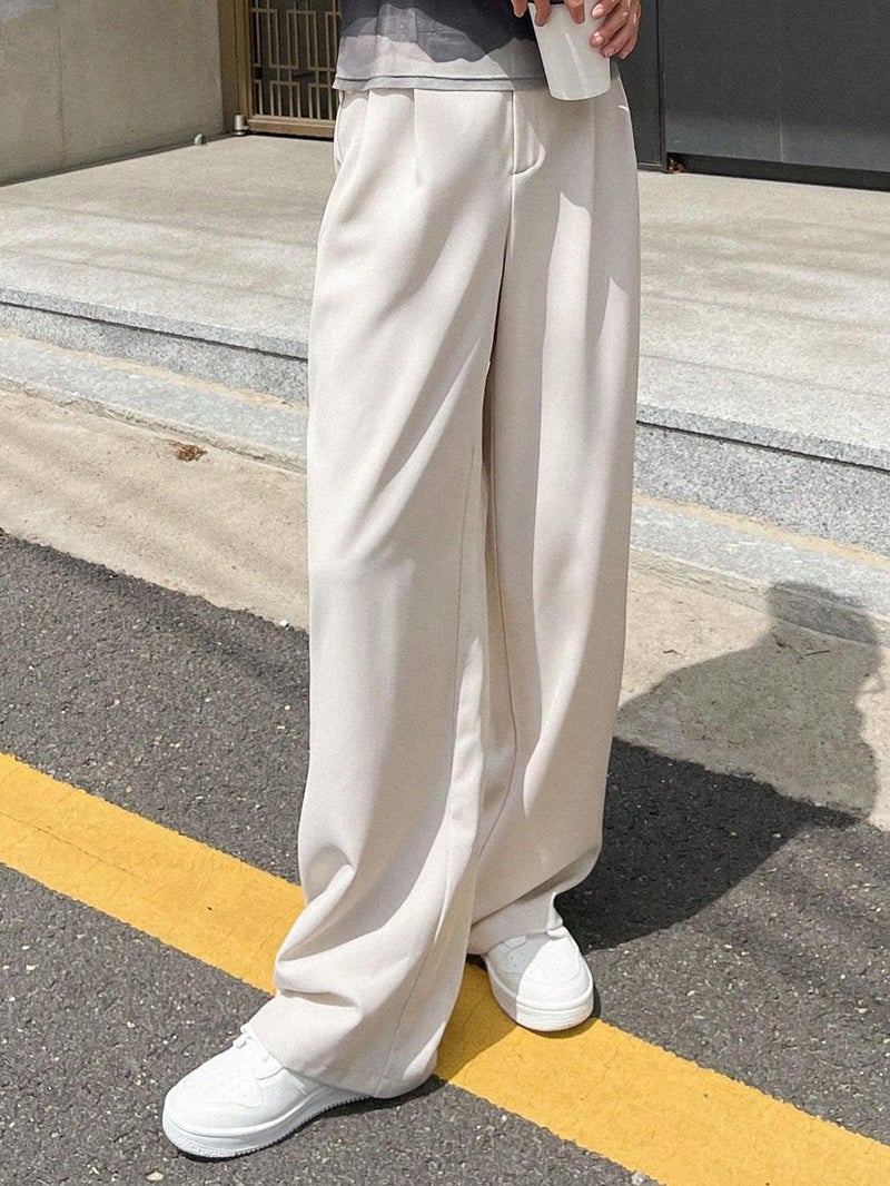 KOTTY Women's High Rise Viscose Rayon Straight Fit Korean Trouser(White,32) - Image 3