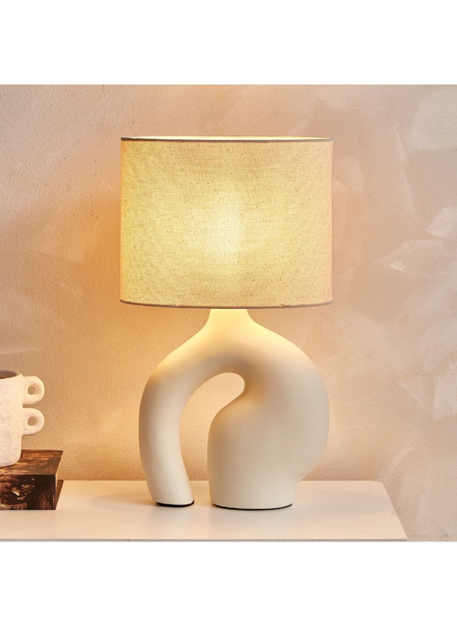 Home Box - Novalie Ceramic Table Lamp with Linen Shade 23 x 39 x 13 cm - Image 1