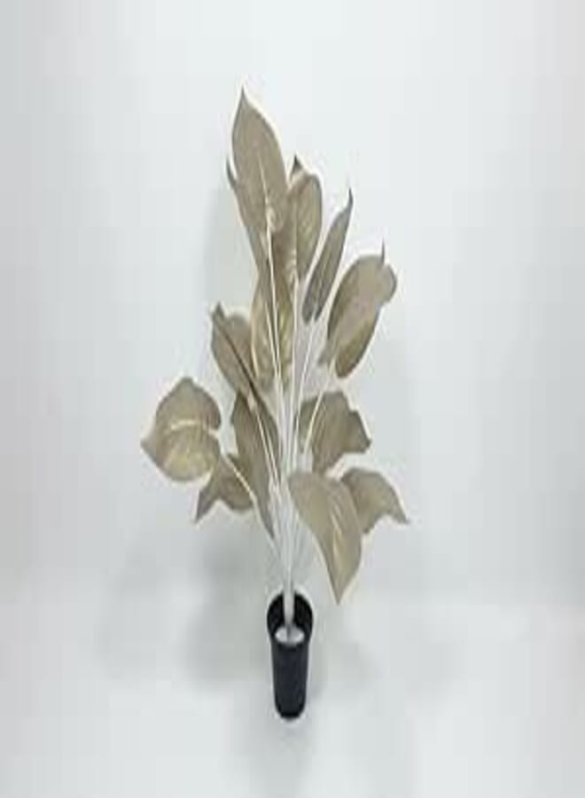 Artificial Plant 16 Roses 60cm Tall – Beige Decorative Leaves – Plastic Pot – Elegant Home & Office Decor