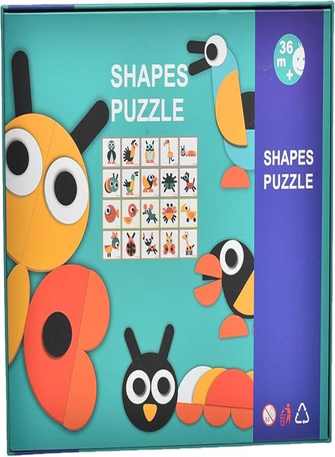 accessories shop Wood Shapes Puzzle Colorful Toy With Cards And Fabric Bag Storage Add More Funny For Children - Multicolor 