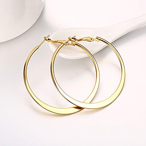 GSLAOZ Hoop Earrings, 18K Gold Plated Flattende Hoops Earrings for Women - Image 5
