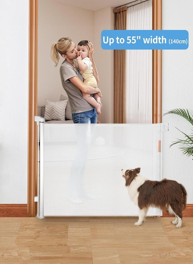 Veraste Retractable Baby Gate for Doorways and Stairs, Mesh Safety Gate for Pet, Indoor & Outdoor Use, One-Hand Operation, Easy Installation, 33.6" Tall, Expands to 55" Wide（White,33.6"x55" - Image 2