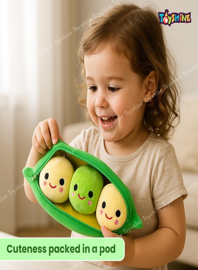 Toyshine 11cm Pea Vegetable Soft Toy | Cute Mini Plush Pea with Smiling Face | Ultra Soft Tiny Cuddle Toy for Kids Boys Girls | Perfect Return Gift & Room Décor - Image 3
