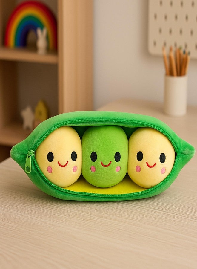 Toyshine 11cm Pea Vegetable Soft Toy | Cute Mini Plush Pea with Smiling Face | Ultra Soft Tiny Cuddle Toy for Kids Boys Girls | Perfect Return Gift & Room Décor - Image 1