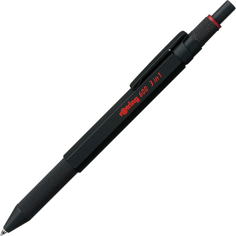 600 3-in-1 Multicolour Pen and Mechanical Pencil 2 Ballpoint Pen Fine Point Tips (Black and Red Ink) 1 Mechanical Pencil Tip (0.5mm Lead) Black Barrel, 2164108, 1 Count (Pack of 1)