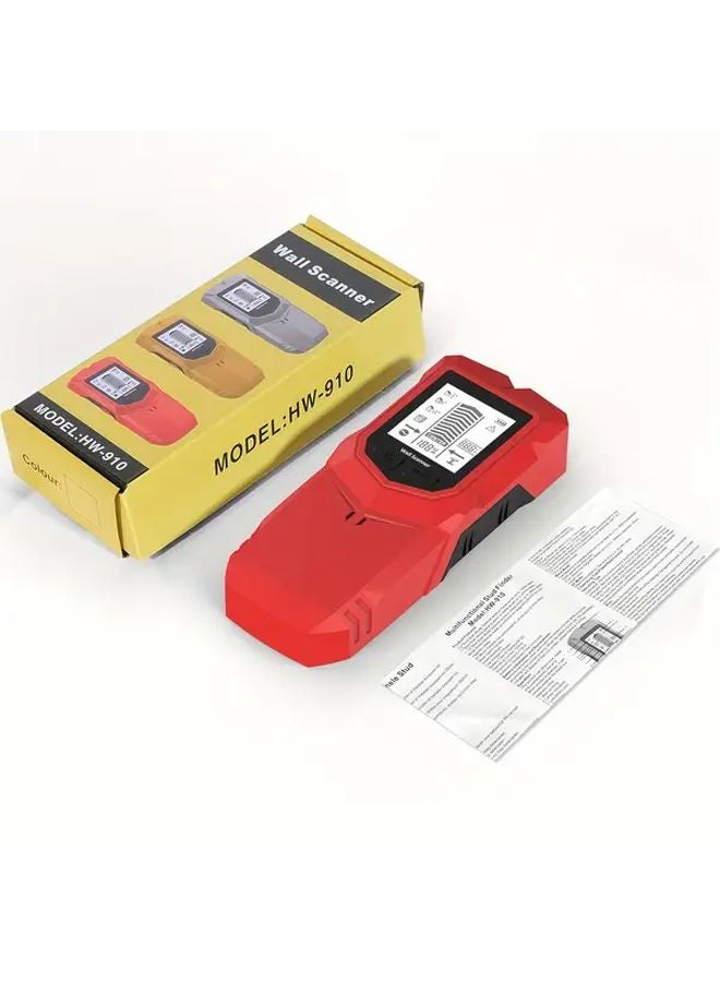 Red 6 In 1 Wall Metal Detector Digital Display Battery Powered Heavy Duty Construction - Image 1