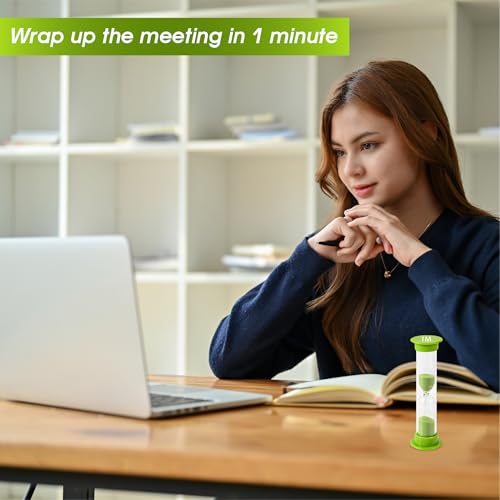 TeacherFav Sand Timer for Kids - 1 Minute Set of 4 Hour Glass - Green Color- Acrylic Covered for Classroom, Home & Kids Room - Image 5