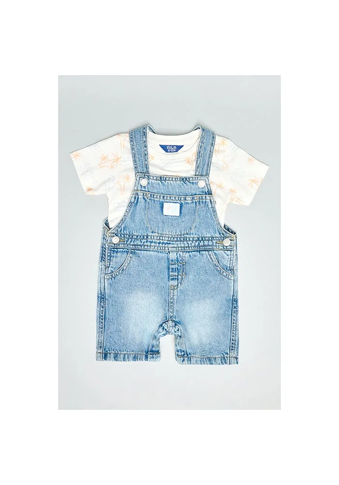 R&b Printed T-Shirt & Dungaree Set