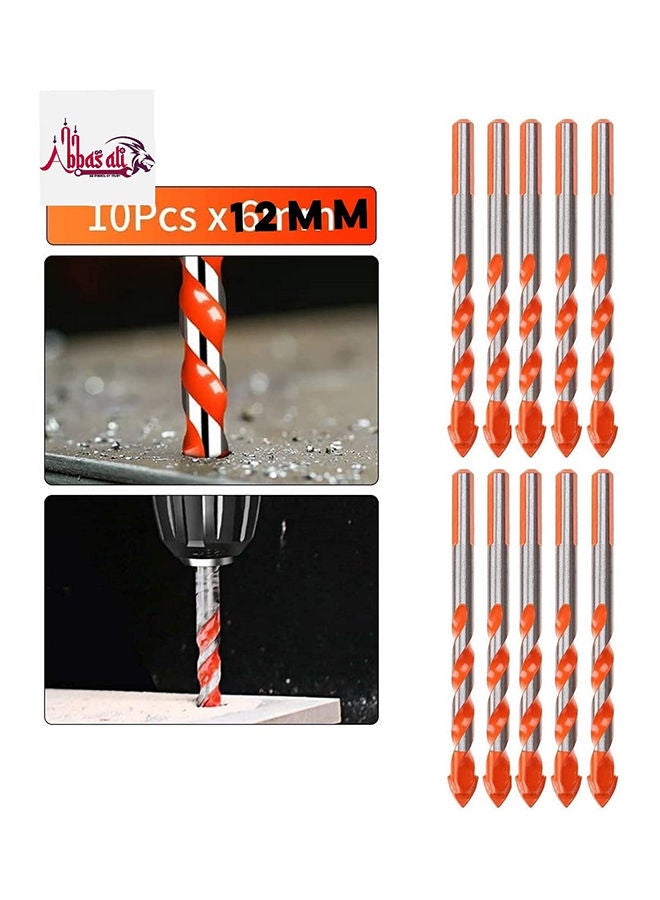 ABBASALI 10Pcs Ceramic Tile Drill Bit Set for Tile Brick Glass Plastic and Wood Concrete Drill Bit - 12mm - Image 1