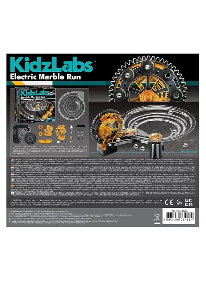 4M KidzLabs Electric Marble Run Kit – Build a Motorized Marble Track and Explore Motion, Gravity & Circuits | STEM Engineering Toy for Kids Ages 8+ | 00-03456 - Image 1