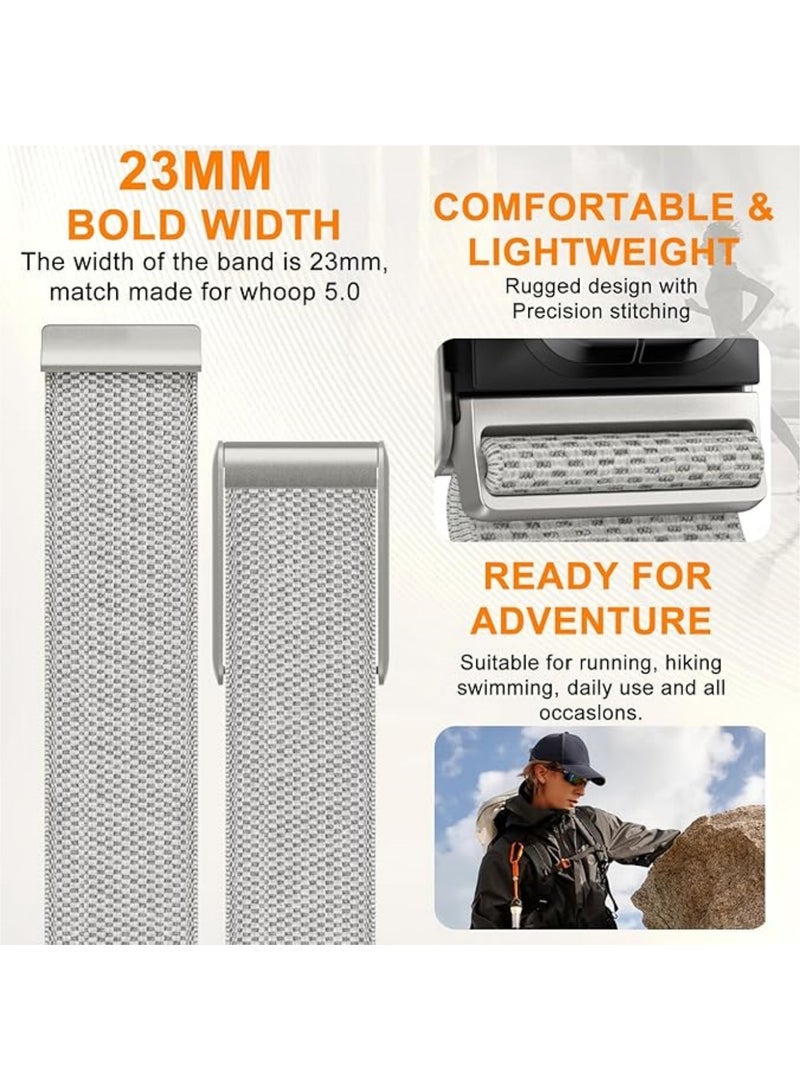 Aookay Stretchy Nylon Replacement Band Compatible For Whoop 5.0 Wearable Fitness Tracker Accessories Men & Women Fashion Adjustable Wristband Breathable, Comfortable & Easy to Use Strap (Starlight) - Image 3