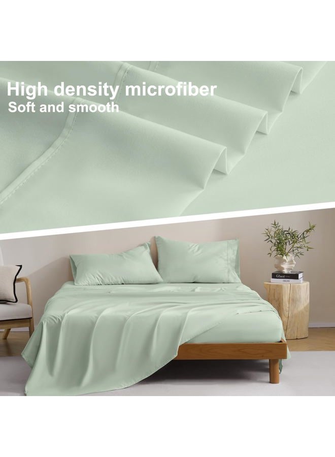 M&Co Bedding Twin Bed Sheets Set - Soft Bed Sheets - Cooling Breathable Bedding Set with 16" Deep Pocket (3 Pieces, Twin, Sage Green) - Image 3